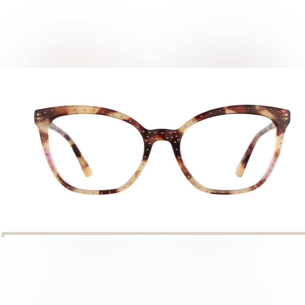 Prescription eyeglasses frame Zenni small cat-eye brown tortoise studs